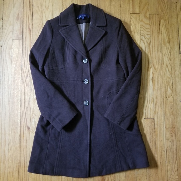 Anne Klein Wool Coat Chocolate Brown Medium - Picture 2 of 6